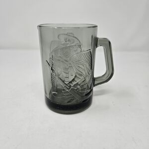 Vtg Hamburglar Playing Hockey Goal Net McDonalds Smokey Glass Mug Cup Handle